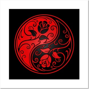 Red and Black Yin Yang Roses Posters and Art